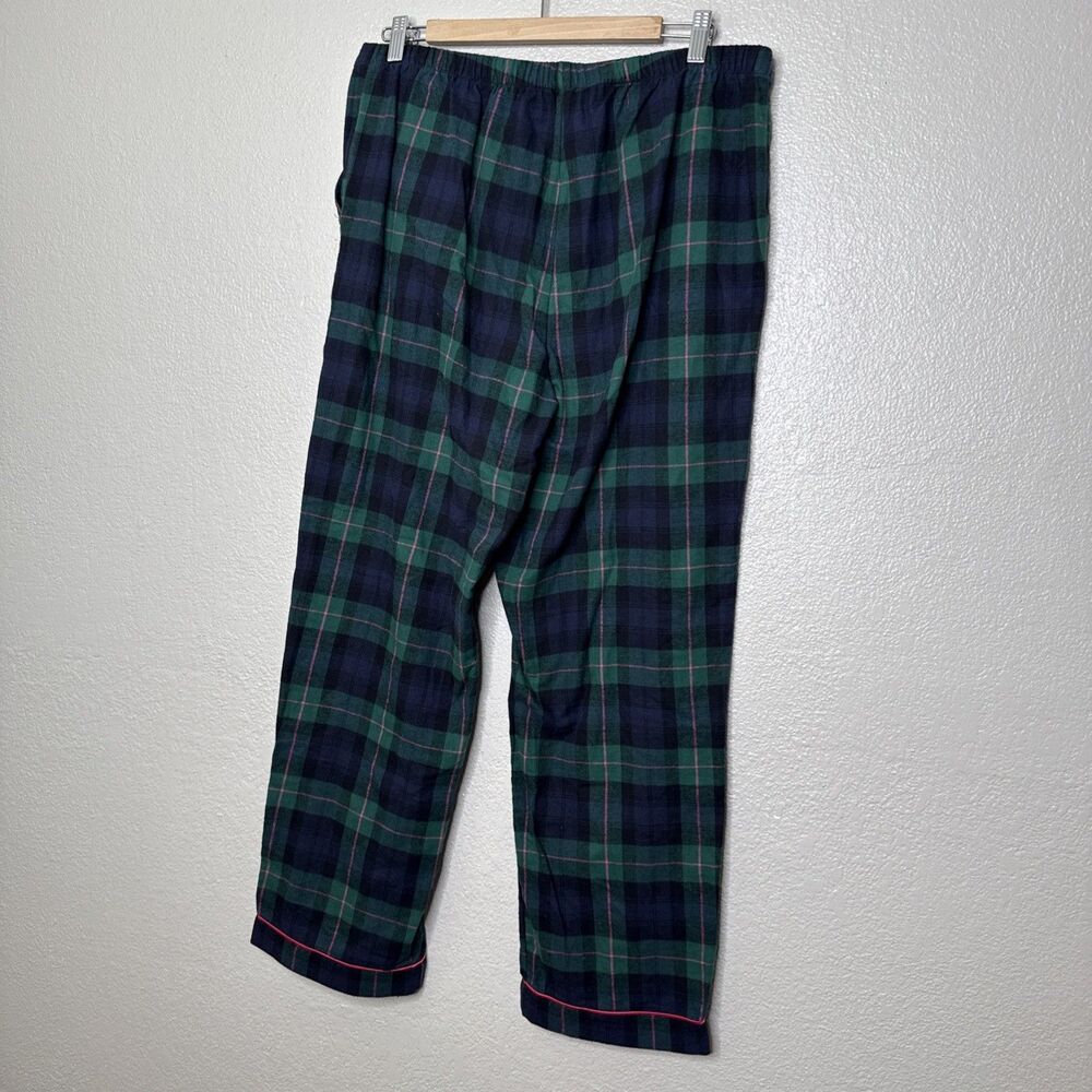 Talbots Green & Navy Plaid Pajama Set with Pink Piping - Picture 6 of 16